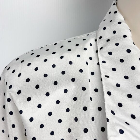 ALGO-ETTES VTG Romper 80´s 90’s Polka Dot Satin White & Black Knee-Lenght Retro - Picture 11 of 14